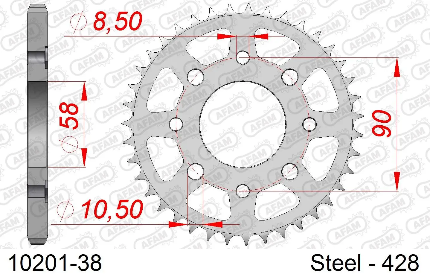 Kettenrad radseitig hinten AFAM 10201-38