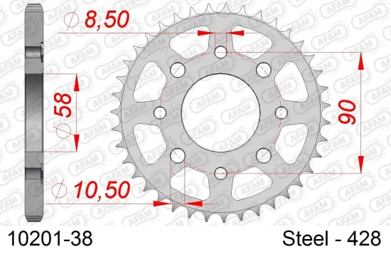 Kettenrad radseitig hinten AFAM 10201-38 Bild Kettenrad radseitig hinten AFAM 10201-38