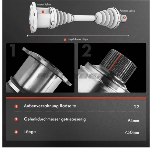 Antriebswelle Vorderachse rechts Frankberg 5481FB0009789 Bild Antriebswelle Vorderachse rechts Frankberg 5481FB0009789