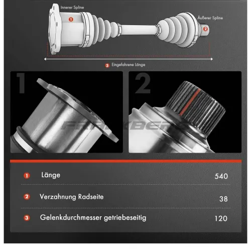Antriebswelle Vorderachse links Frankberg 5481FB0009855 Bild Antriebswelle Vorderachse links Frankberg 5481FB0009855