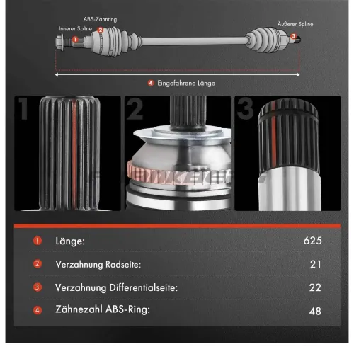Antriebswelle Vorderachse links Frankberg 5481FB0009886 Bild Antriebswelle Vorderachse links Frankberg 5481FB0009886