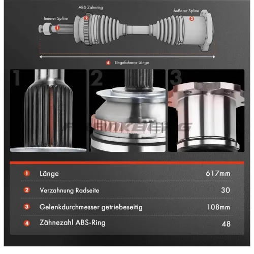 Antriebswelle Hinterachse links Frankberg 5481FB0010097 Bild Antriebswelle Hinterachse links Frankberg 5481FB0010097