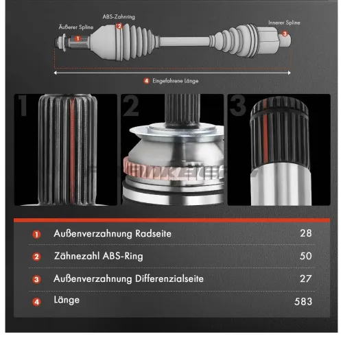 Antriebswelle Vorderachse rechts Frankberg 5481FB0010132 Bild Antriebswelle Vorderachse rechts Frankberg 5481FB0010132