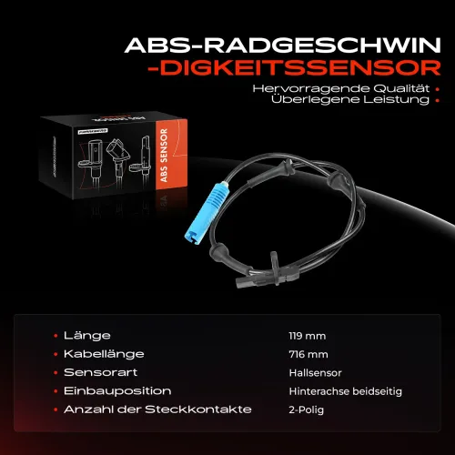 Sensor, Raddrehzahl Hinterachse beidseitig Frankberg 5481FB0000052 Bild Sensor, Raddrehzahl Hinterachse beidseitig Frankberg 5481FB0000052