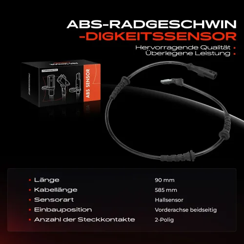 Sensor, Raddrehzahl Vorderachse beidseitig Frankberg 5481FB0000095 Bild Sensor, Raddrehzahl Vorderachse beidseitig Frankberg 5481FB0000095