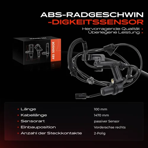 Sensor, Raddrehzahl Vorderachse rechts Frankberg 5481FB0000454 Bild Sensor, Raddrehzahl Vorderachse rechts Frankberg 5481FB0000454