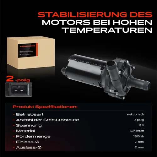 Zusatzwasserpumpe (Kühlwasserkreislauf) 12 V Frankberg 5481FB0002374 Bild Zusatzwasserpumpe (Kühlwasserkreislauf) 12 V Frankberg 5481FB0002374