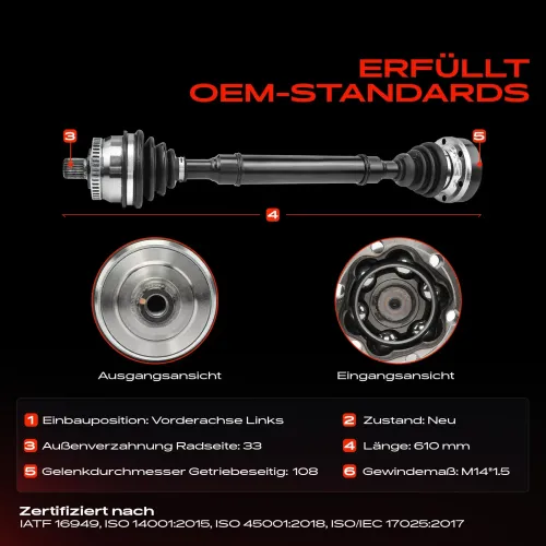 Antriebswelle Vorderachse links Vorderachse links Frankberg 5481FB0009468 Bild Antriebswelle Vorderachse links Vorderachse links Frankberg 5481FB0009468