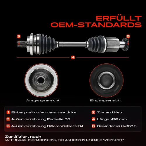Antriebswelle Vorderachse links Vorderachse links Frankberg 5481FB0009506 Bild Antriebswelle Vorderachse links Vorderachse links Frankberg 5481FB0009506