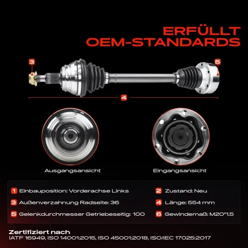 Antriebswelle Vorderachse links Frankberg 5481FB0009520 Bild Antriebswelle Vorderachse links Frankberg 5481FB0009520