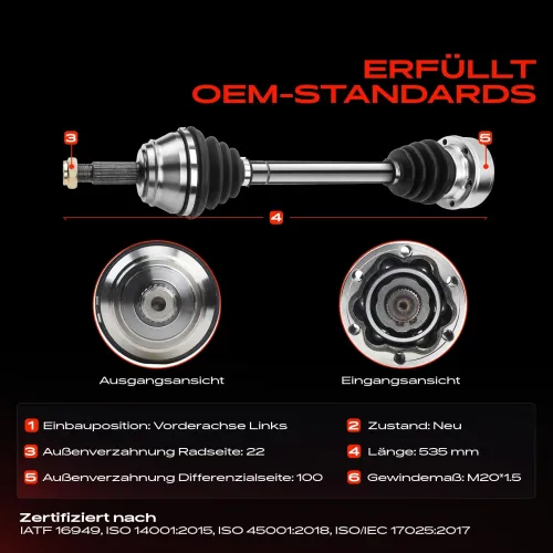 Antriebswelle Vorderachse links Frankberg 5481FB0009543 Bild Antriebswelle Vorderachse links Frankberg 5481FB0009543