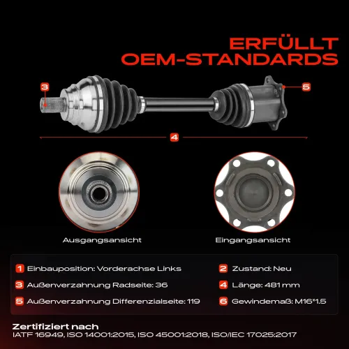 Antriebswelle Vorderachse links Frankberg 5481FB0009796 Bild Antriebswelle Vorderachse links Frankberg 5481FB0009796