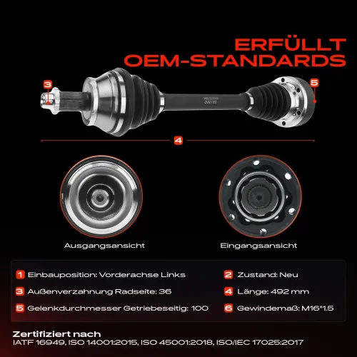 Antriebswelle Vorderachse links Vorderachse links Frankberg 5481FB0009988 Bild Antriebswelle Vorderachse links Vorderachse links Frankberg 5481FB0009988