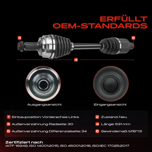 Antriebswelle Vorderachse links Frankberg 5481FB0010104 Bild Antriebswelle Vorderachse links Frankberg 5481FB0010104