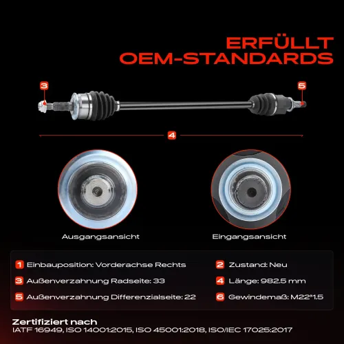 Antriebswelle Vorderachse rechts Vorderachse rechts Frankberg 5481FB0010304 Bild Antriebswelle Vorderachse rechts Vorderachse rechts Frankberg 5481FB0010304