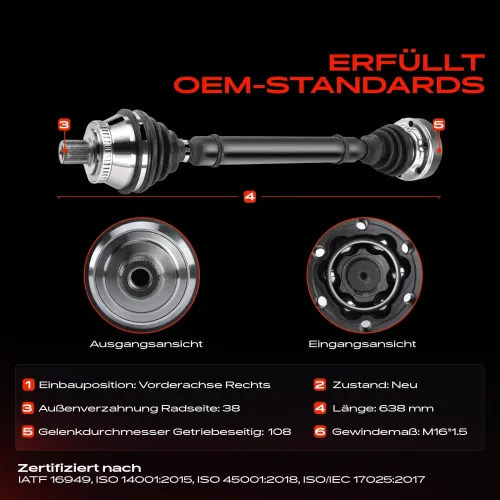 Antriebswelle Vorderachse rechts Frankberg 5481FB0010352 Bild Antriebswelle Vorderachse rechts Frankberg 5481FB0010352