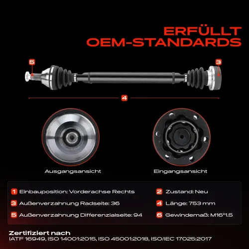 Antriebswelle Vorderachse rechts Frankberg 5481FB0010354 Bild Antriebswelle Vorderachse rechts Frankberg 5481FB0010354