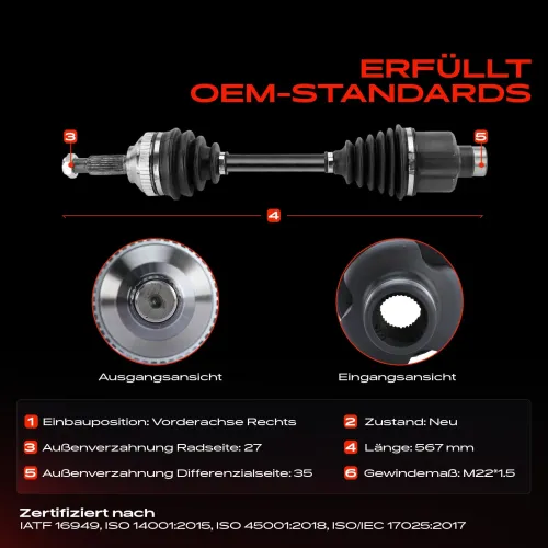 Antriebswelle Vorderachse rechts Vorderachse rechts Frankberg 5481FB0010398 Bild Antriebswelle Vorderachse rechts Vorderachse rechts Frankberg 5481FB0010398