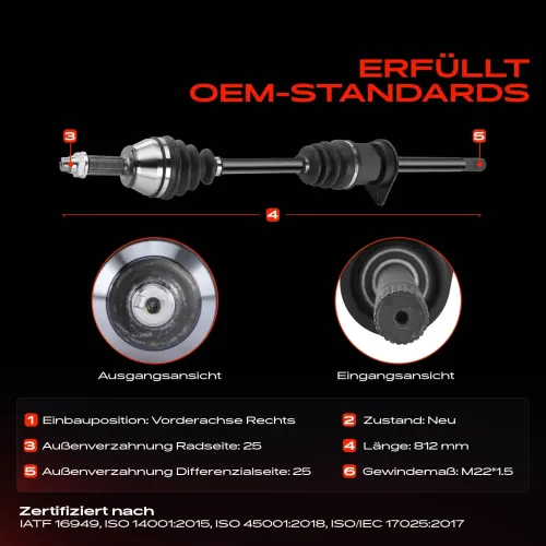 Antriebswelle Vorderachse rechts Vorderachse rechts Frankberg 5481FB0010404 Bild Antriebswelle Vorderachse rechts Vorderachse rechts Frankberg 5481FB0010404