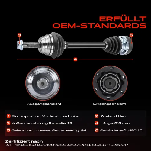 Antriebswelle Vorderachse links Frankberg 5481FB0010553 Bild Antriebswelle Vorderachse links Frankberg 5481FB0010553