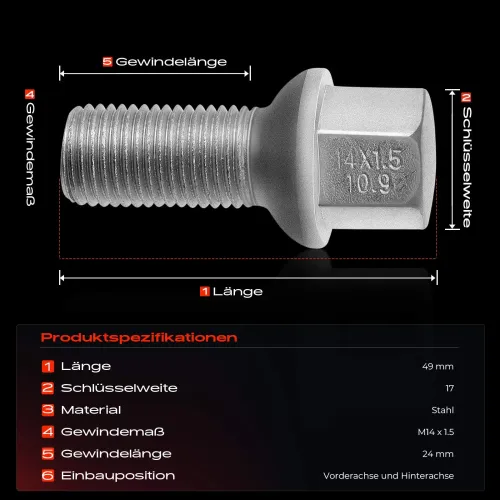 Radbolzen vorne und hinten Frankberg 5481FB0023340 Bild Radbolzen vorne und hinten Frankberg 5481FB0023340