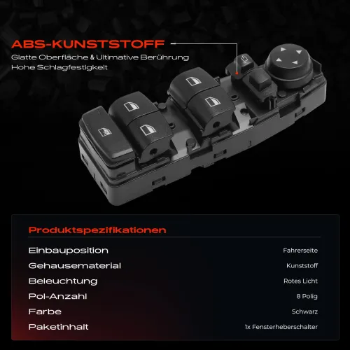 Schalter, Fensterheber fahrerseitig Frankberg 5481FB0024944 Bild Schalter, Fensterheber fahrerseitig Frankberg 5481FB0024944