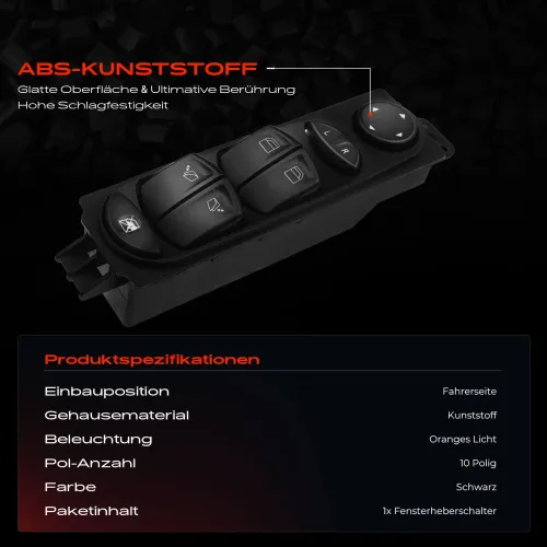 Schalter, Fensterheber fahrerseitig Frankberg 5481FB0024949 Bild Schalter, Fensterheber fahrerseitig Frankberg 5481FB0024949