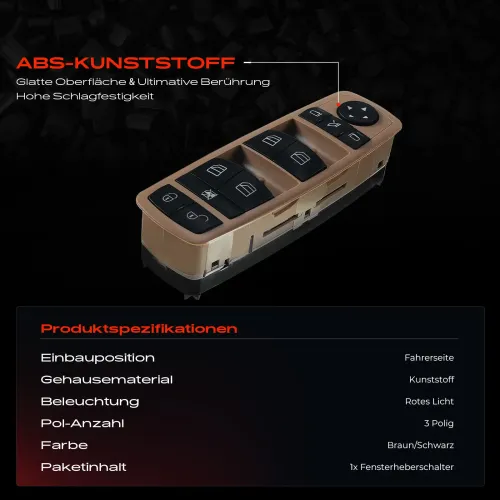 Schalter, Fensterheber fahrerseitig Frankberg 5481FB0024951 Bild Schalter, Fensterheber fahrerseitig Frankberg 5481FB0024951