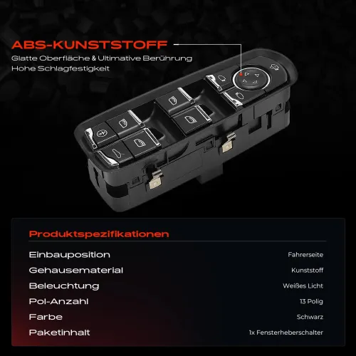 Schalter, Fensterheber fahrerseitig Frankberg 5481FB0024959 Bild Schalter, Fensterheber fahrerseitig Frankberg 5481FB0024959