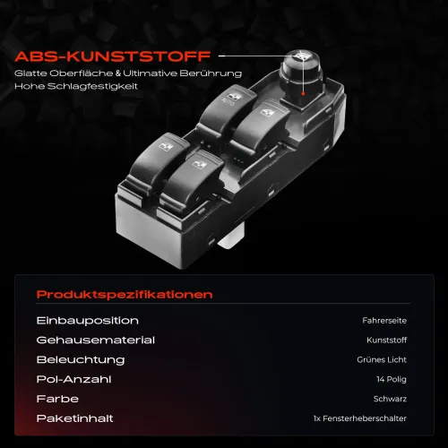 Schalter, Fensterheber fahrerseitig Frankberg 5481FB0024984 Bild Schalter, Fensterheber fahrerseitig Frankberg 5481FB0024984