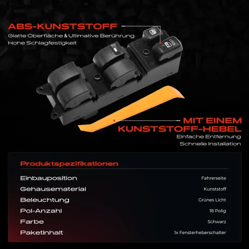 Schalter, Fensterheber fahrerseitig Frankberg 5481FB0025008 Bild Schalter, Fensterheber fahrerseitig Frankberg 5481FB0025008