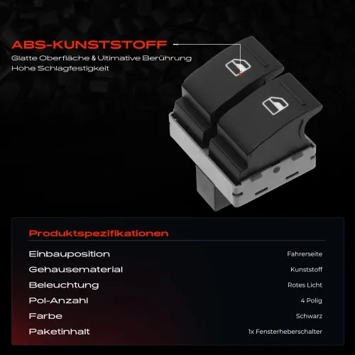 Schalter, Fensterheber fahrerseitig Frankberg 5481FB0025017 Bild Schalter, Fensterheber fahrerseitig Frankberg 5481FB0025017