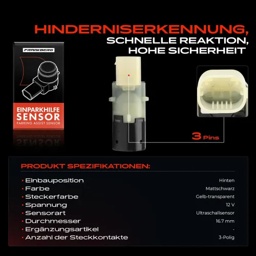 Sensor, Einparkhilfe 12 V hinten Frankberg 5481FB0028597 Bild Sensor, Einparkhilfe 12 V hinten Frankberg 5481FB0028597