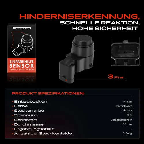 Sensor, Einparkhilfe 12 V hinten Frankberg 5481FB0028604 Bild Sensor, Einparkhilfe 12 V hinten Frankberg 5481FB0028604