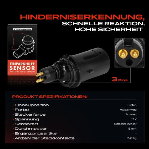 Sensor, Einparkhilfe 12 V hinten Frankberg 5481FB0028632 Bild Sensor, Einparkhilfe 12 V hinten Frankberg 5481FB0028632