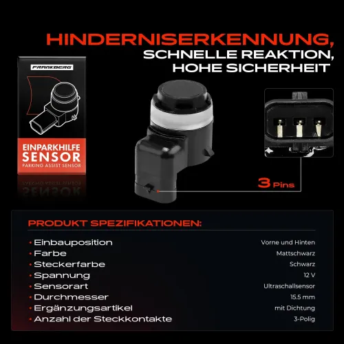 Sensor, Einparkhilfe 12 V vorne und hinten Frankberg 5481FB0028642 Bild Sensor, Einparkhilfe 12 V vorne und hinten Frankberg 5481FB0028642