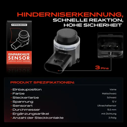 Sensor, Einparkhilfe 12 V vorne Frankberg 5481FB0028654 Bild Sensor, Einparkhilfe 12 V vorne Frankberg 5481FB0028654