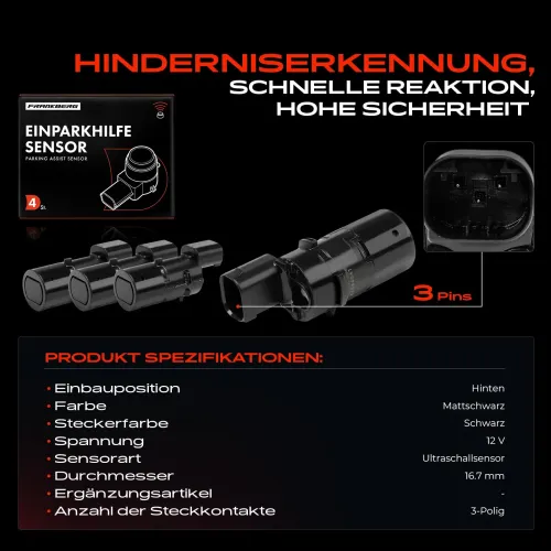 Sensor, Einparkhilfe 12 V hinten Frankberg 5481FB0028655 Bild Sensor, Einparkhilfe 12 V hinten Frankberg 5481FB0028655