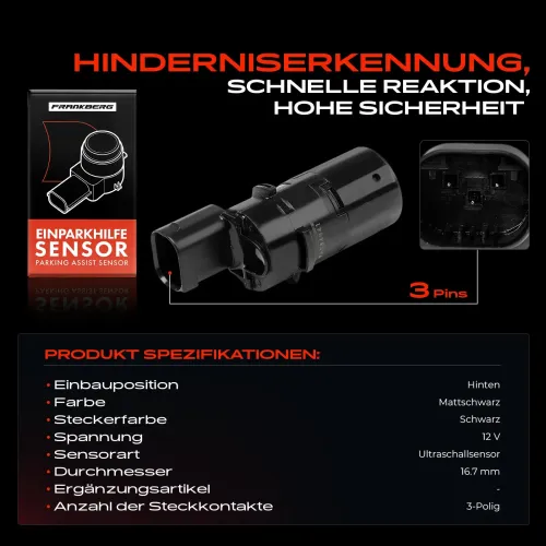 Sensor, Einparkhilfe 12 V hinten Frankberg 5481FB0028656 Bild Sensor, Einparkhilfe 12 V hinten Frankberg 5481FB0028656