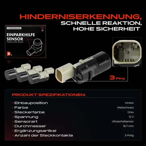 Sensor, Einparkhilfe 12 V hinten Frankberg 5481FB0028657 Bild Sensor, Einparkhilfe 12 V hinten Frankberg 5481FB0028657