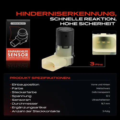 Sensor, Einparkhilfe 12 V vorne und hinten Frankberg 5481FB0028663 Bild Sensor, Einparkhilfe 12 V vorne und hinten Frankberg 5481FB0028663