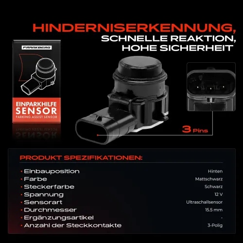 Sensor, Einparkhilfe 12 V hinten Frankberg 5481FB0028665 Bild Sensor, Einparkhilfe 12 V hinten Frankberg 5481FB0028665