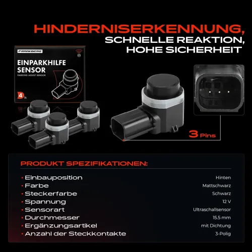Sensor, Einparkhilfe 12 V hinten Frankberg 5481FB0029524 Bild Sensor, Einparkhilfe 12 V hinten Frankberg 5481FB0029524