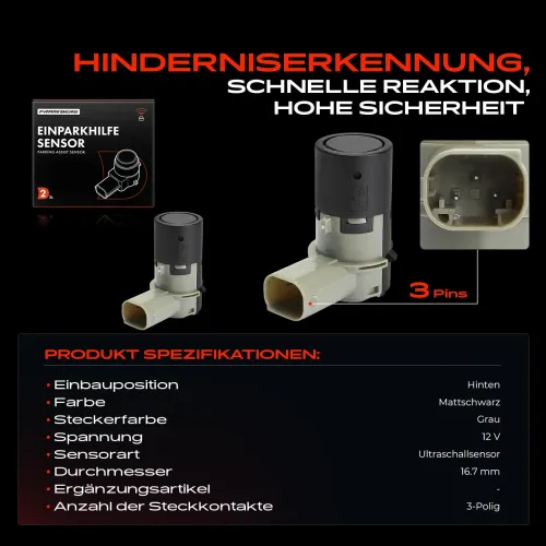 Sensor, Einparkhilfe 12 V hinten Frankberg 5481FB0029528 Bild Sensor, Einparkhilfe 12 V hinten Frankberg 5481FB0029528