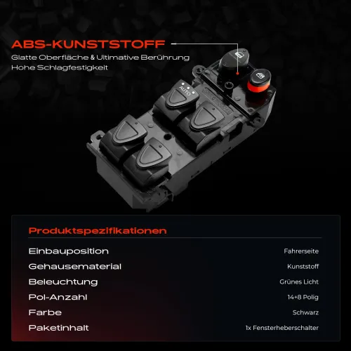 Schalter, Fensterheber fahrerseitig Frankberg 5481FB0029560 Bild Schalter, Fensterheber fahrerseitig Frankberg 5481FB0029560