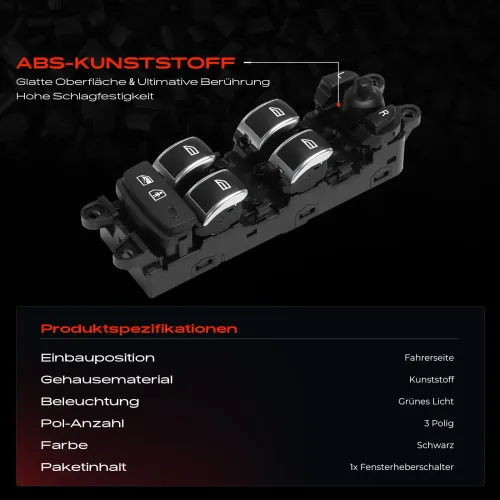 Schalter, Fensterheber fahrerseitig Frankberg 5481FB0029562 Bild Schalter, Fensterheber fahrerseitig Frankberg 5481FB0029562