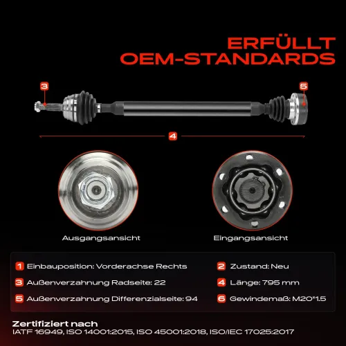 Antriebswelle Vorderachse rechts Frankberg 5481FB0030192 Bild Antriebswelle Vorderachse rechts Frankberg 5481FB0030192