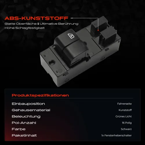 Schalter, Fensterheber fahrerseitig Frankberg 5481FB0031115 Bild Schalter, Fensterheber fahrerseitig Frankberg 5481FB0031115