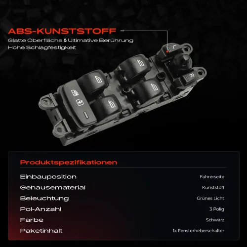 Schalter, Fensterheber fahrerseitig Frankberg 5481FB0031121 Bild Schalter, Fensterheber fahrerseitig Frankberg 5481FB0031121