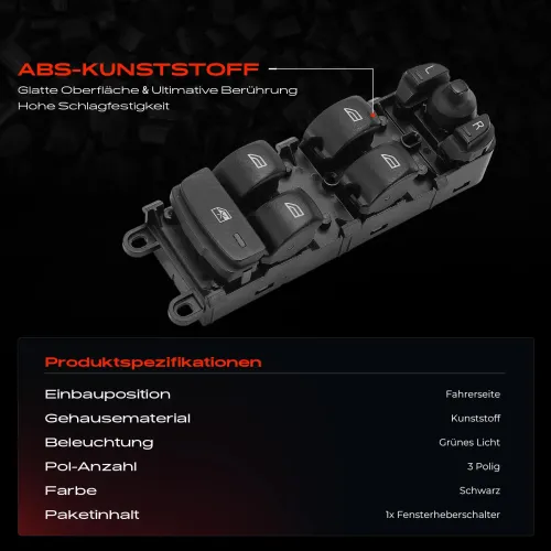 Schalter, Fensterheber fahrerseitig Frankberg 5481FB0031122 Bild Schalter, Fensterheber fahrerseitig Frankberg 5481FB0031122